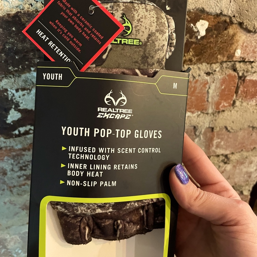 Realtree excape youth m pop top hunting gloves